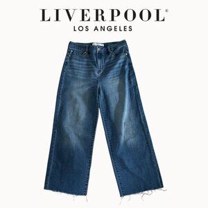 Liverpool Los Angeles Hi-Rise Crop Wide Leg Jeans Frayed Hem Eco Logical 4/27